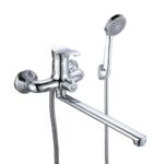 Смеситель для ванны РМС SL хром однорычажный с длинным изливом с лейкой (SL86-006E)