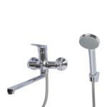 Смеситель для ванны Mixline ML14-02 хром однорычажный с длинным изливом с лейкой (556605)