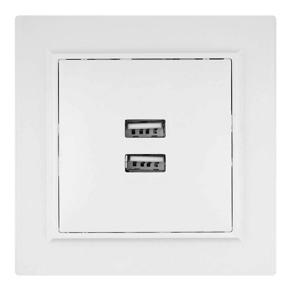 Розетка USB EKF Минск встраиваемая белая 2хUSB-А (ERR-2USB-100) - изображение 1