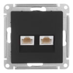 Розетка компьютерная Systeme Electric AtlasDesign встраиваемая карбон 2хRJ45 (ATN001085)