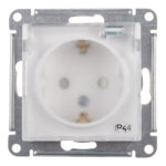 Розетка Systeme Electric AtlasDesign Aqua встраиваемая белая со шторками с крышкой (ATN440146)