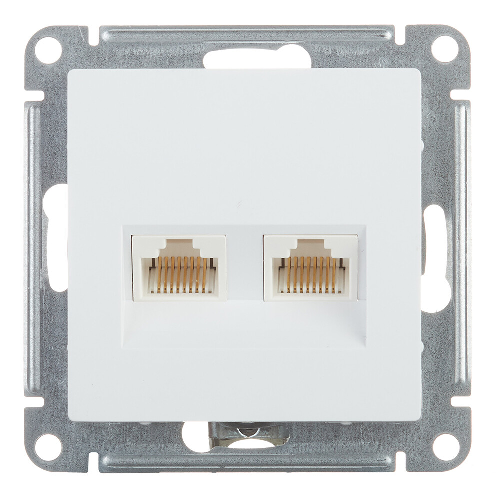 Розетка компьютерная Systeme Electric AtlasDesign встраиваемая белая 2хRJ45 (ATN000185) - изображение 1