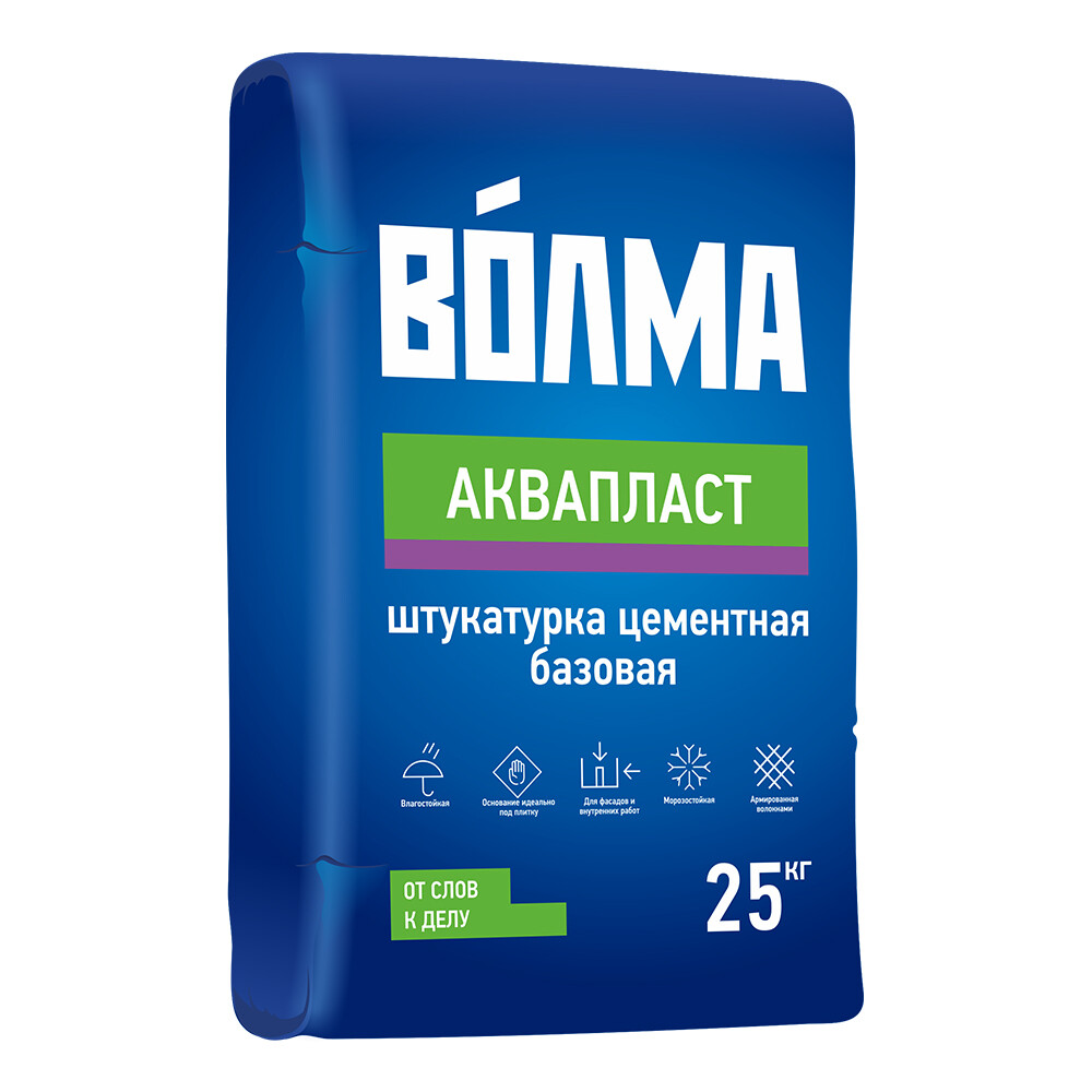 Штукатурка цементная Волма Аквапласт базовая 25 кг - изображение 1