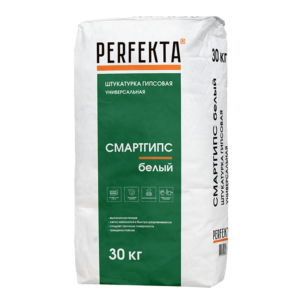 Штукатурка гипсовая Perfekta Смартгипс белая универсальная 30 кг - изображение 1