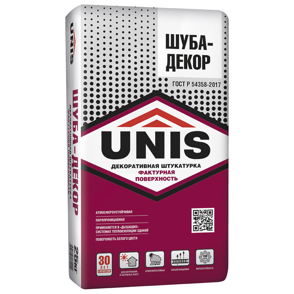 Штукатурка декоративная Unis Шуба-Декор 2 мм белая 25 кг - изображение 1