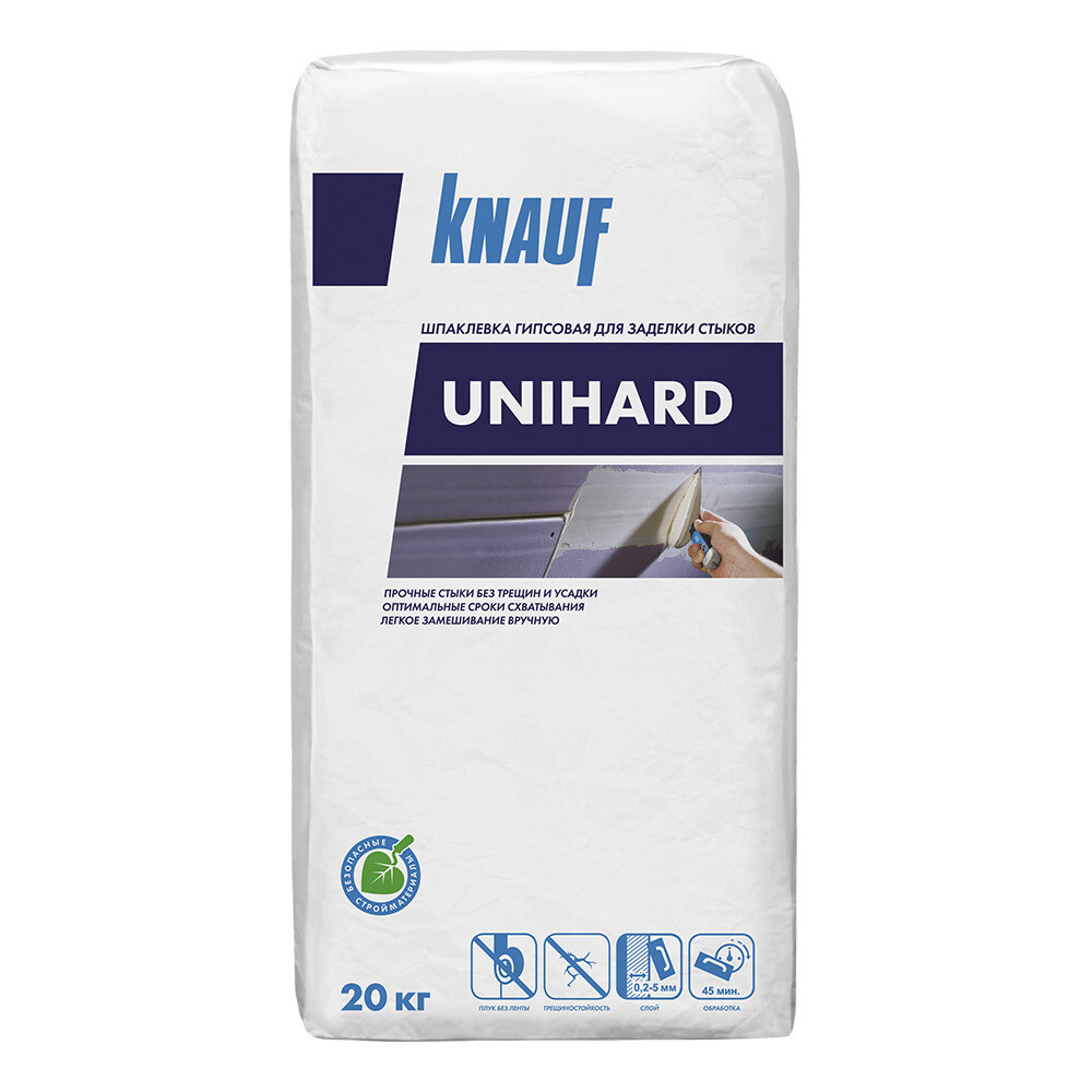 Шпаклевка гипсовая Knauf Унихард высокопрочная безусадочная 20 кг - изображение 1