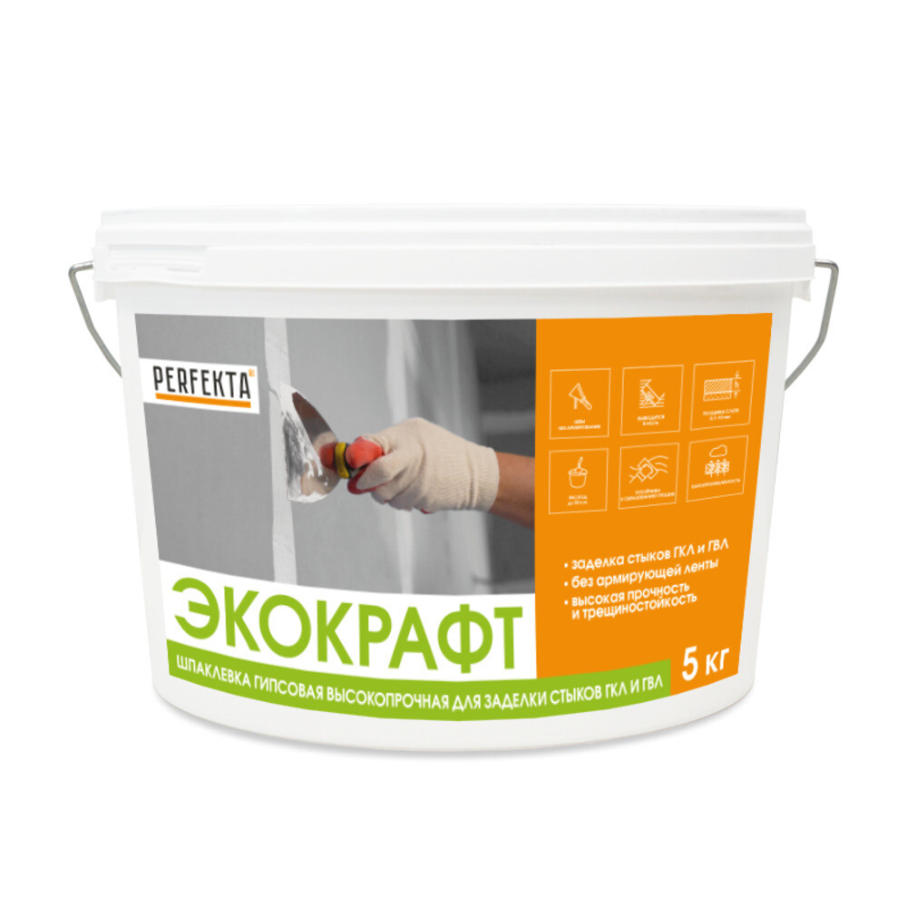 Шпаклевка гипсовая Perfekta Экокрафт высокопрочная 5 кг - изображение 1