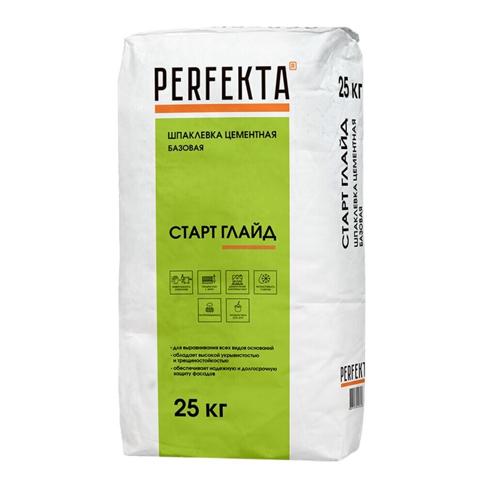 Шпаклевка цементная Perfekta Старт Глайд МН базовая белая 25 кг - изображение 1