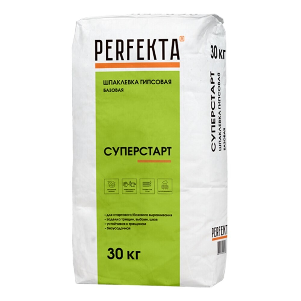 Шпаклевка гипсовая Perfekta Суперстарт базовая белая 30 кг - изображение 1