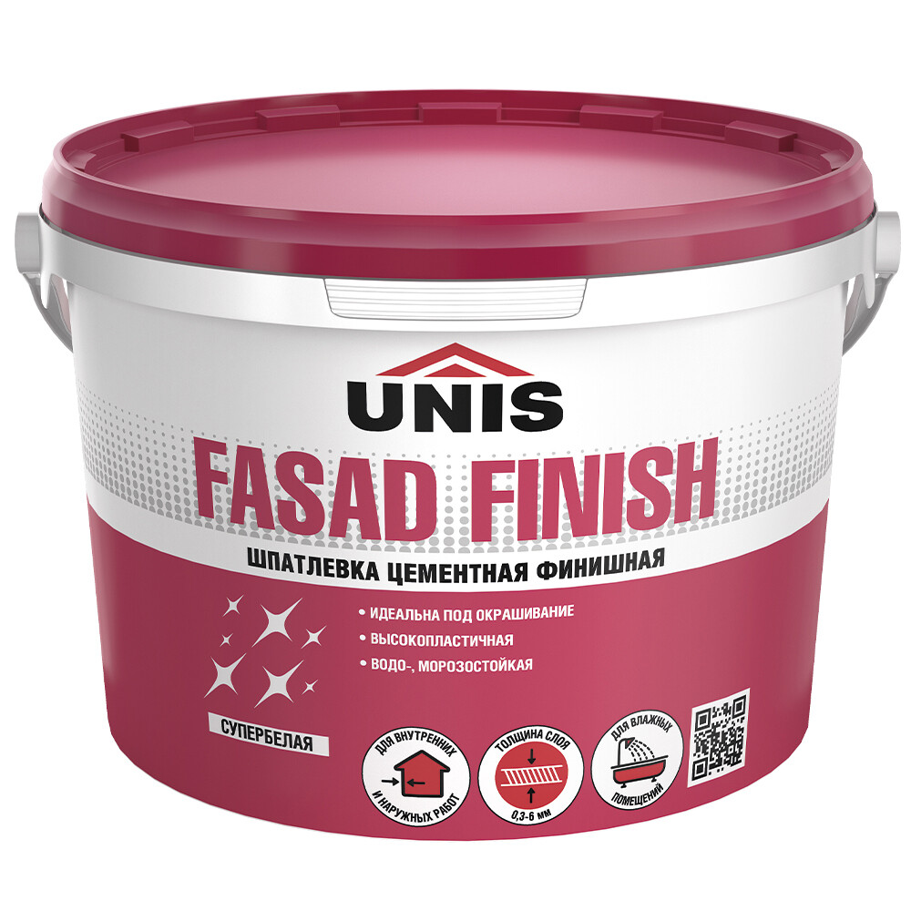 Шпаклевка цементная Unis Fasad Finish финишная белая 5 кг - изображение 1