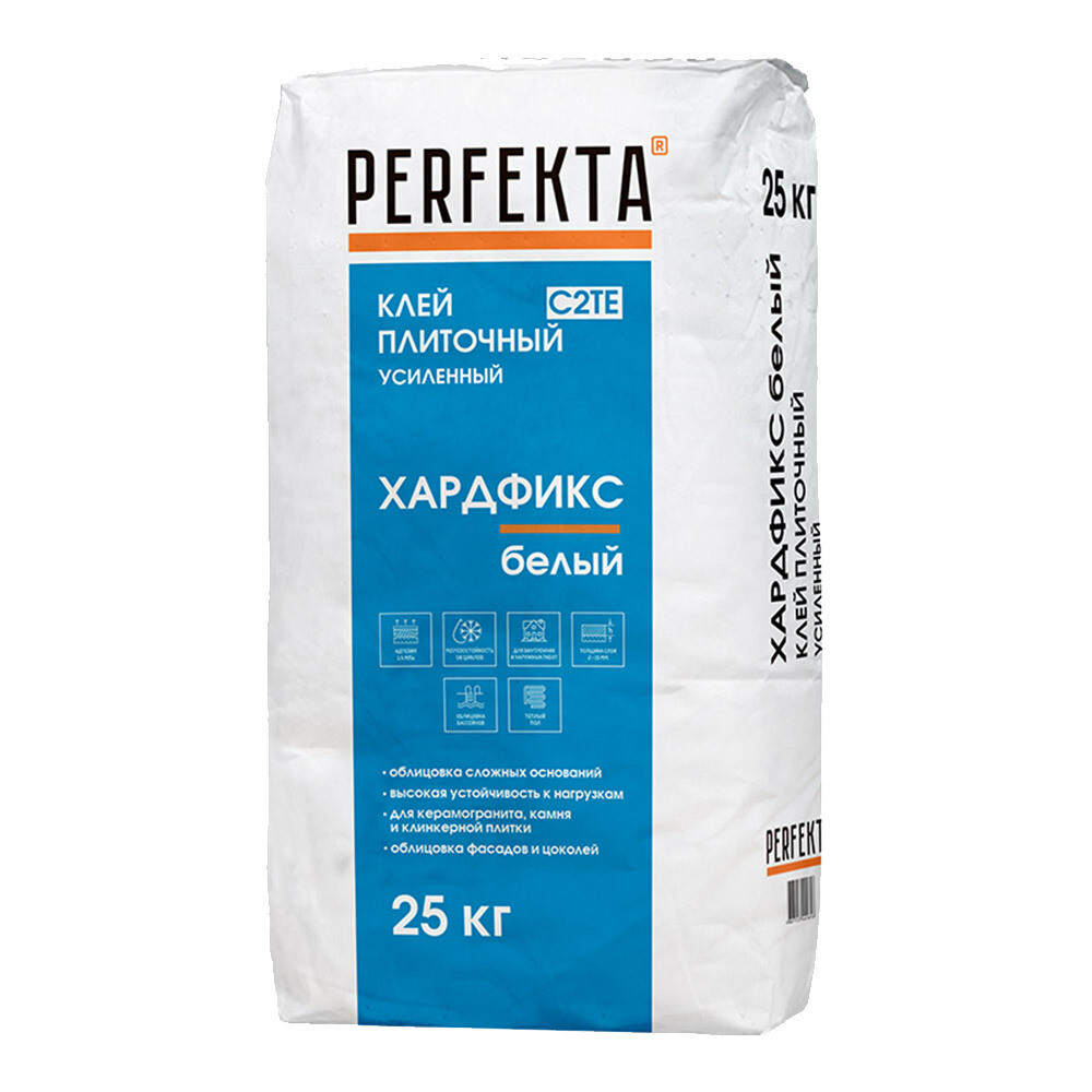 Клей для плитки/ керамогранита/ мозаики Perfekta Хардфикс белый класс C2 TE 25 кг - изображение 1