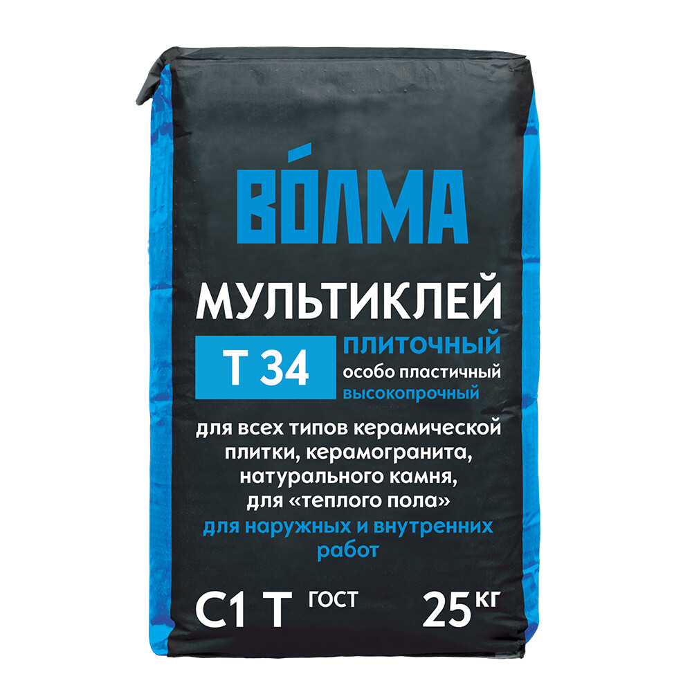 Клей для плитки/ керамогранита/ мозаики/ камня Волма Мультиклей серый класс C1 T 25 кг - изображение 1