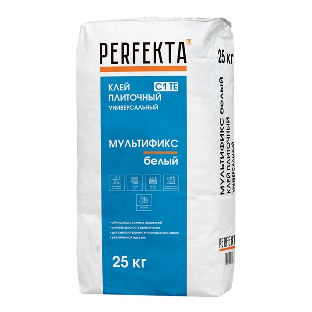 Клей для плитки/ керамогранита/ мозаики/ камня Perfekta Мультификс универсальный белый класс C1 TE 25 кг - изображение 1