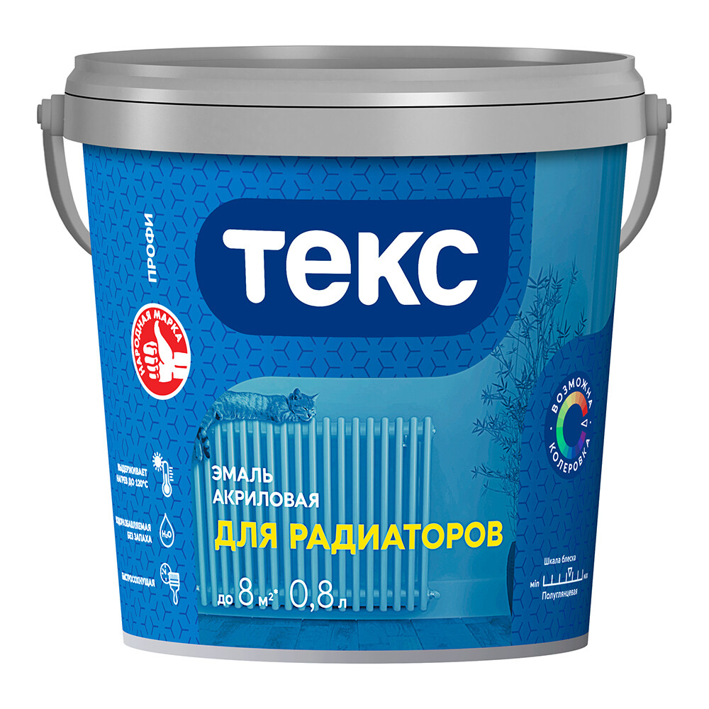 Эмаль для радиаторов Текс Профи база А белая полуглянцевая акриловая 0,8 л - изображение 1