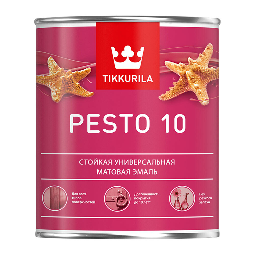 Эмаль алкидная Tikkurila/Tikkivala Pesto 10 база С матовая 0,9 л - изображение 1